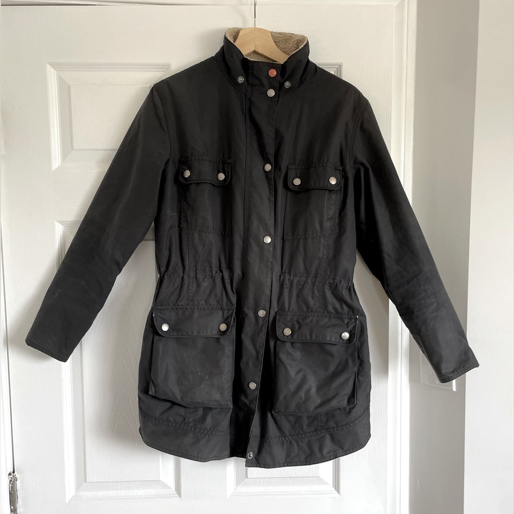Fleece lined wax jacket Barbour w/ removable hood